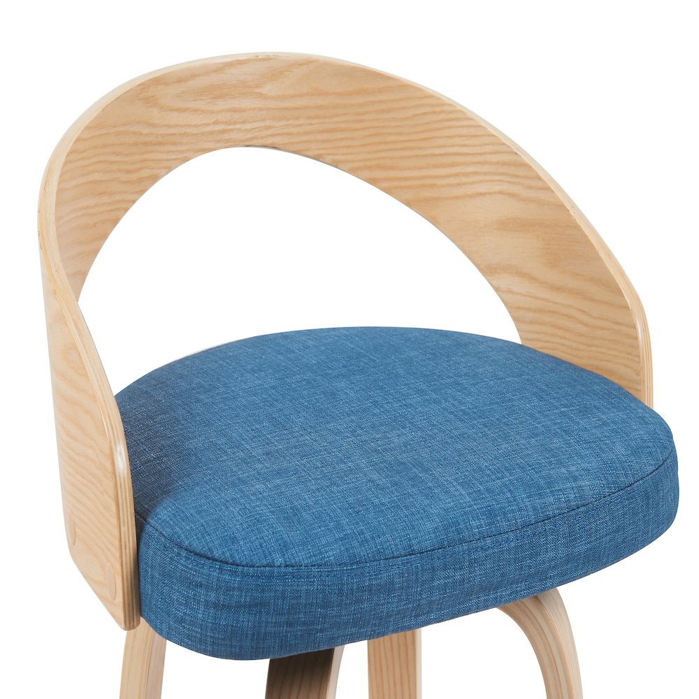 Swivel Counter Height Bar Stool with Blue Upholstered Seat