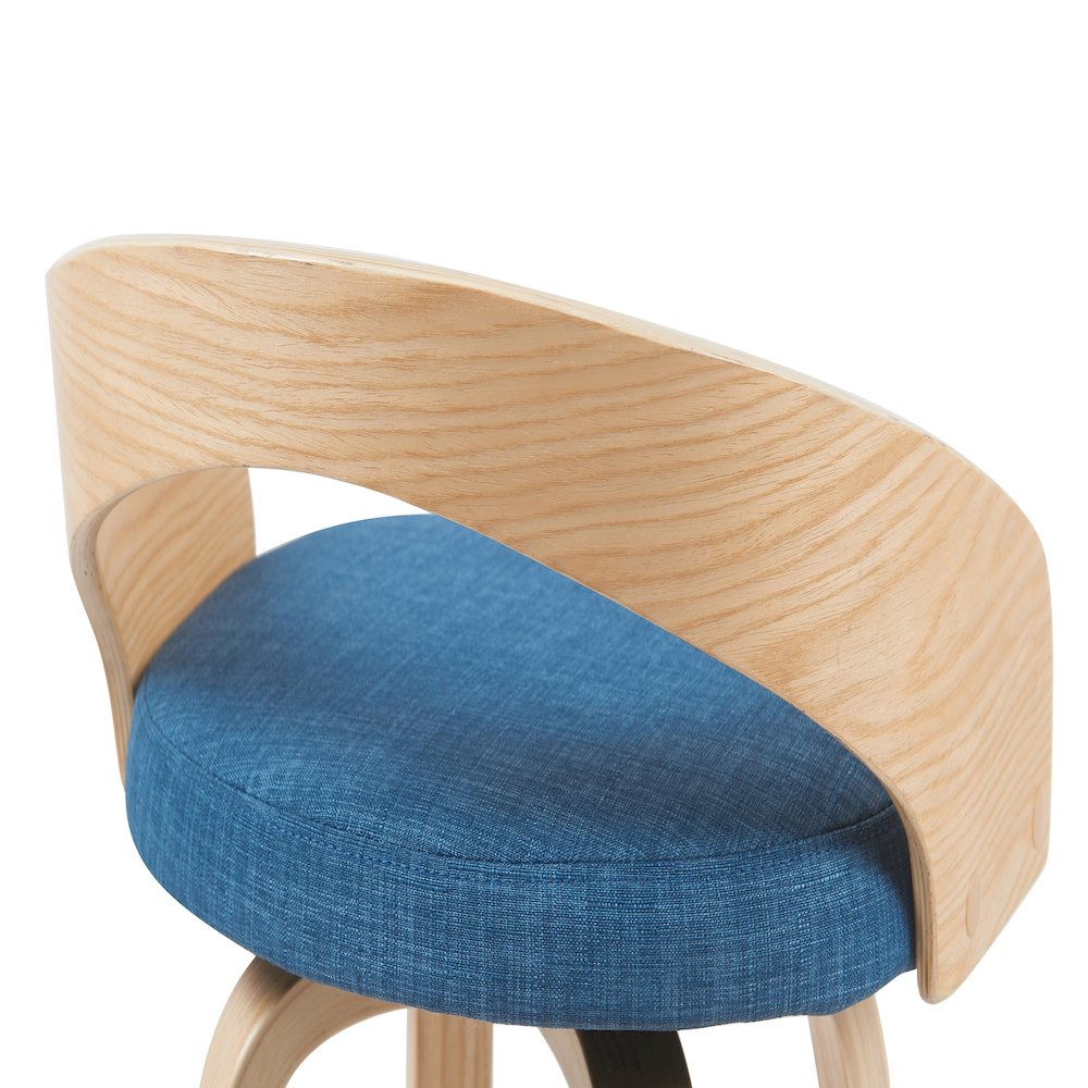 Swivel Counter Height Bar Stool with Blue Upholstered Seat