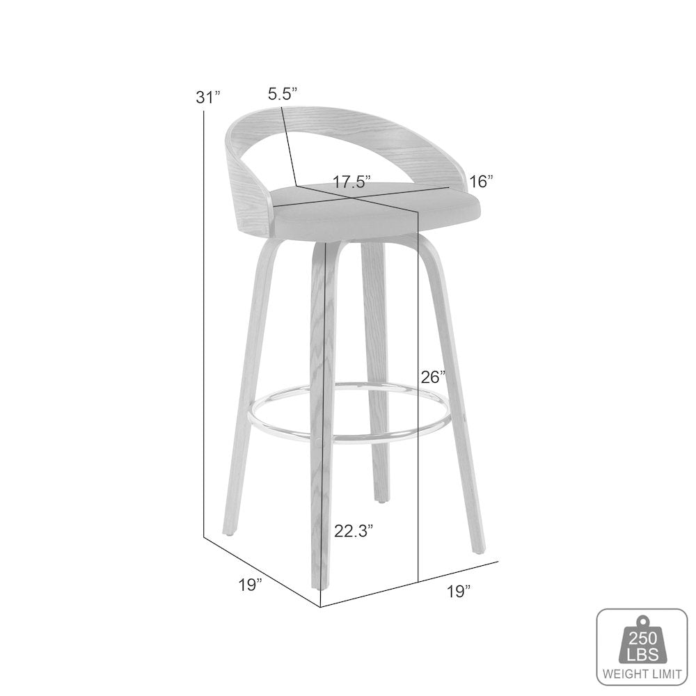 Swivel Counter Height Bar Stool with Blue Upholstered Seat