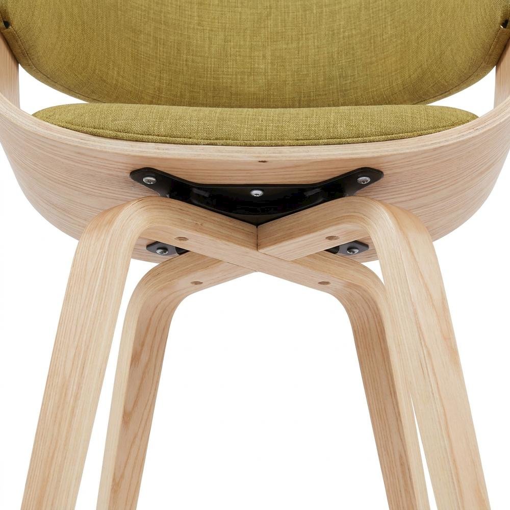 Polyester Upholstered Mid-Century Dining Chair, Barrel Back with Arms, Oak
