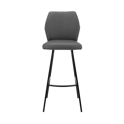 Tandy Gray Faux Leather and Black Metal 26" Counter Stool