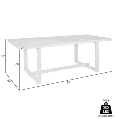 Vivid Outdoor Patio Dining Table in Gray Eucalyptus Wood