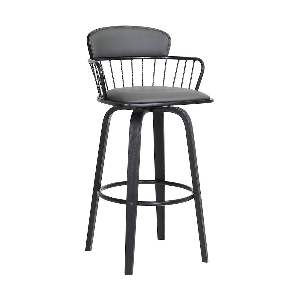 Willow Upholstered Wood Swivel Bar or Counter Stool