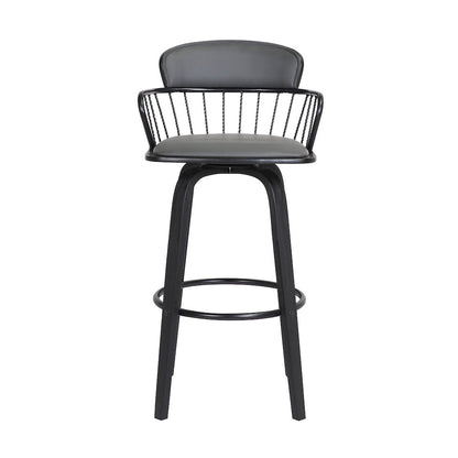 Willow Upholstered Wood Swivel Bar or Counter Stool