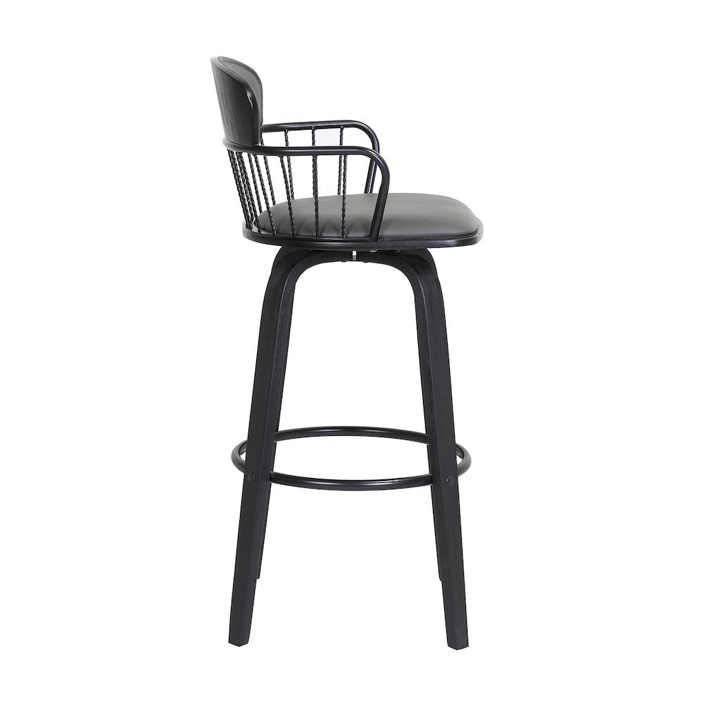 Willow Upholstered Wood Swivel Bar or Counter Stool