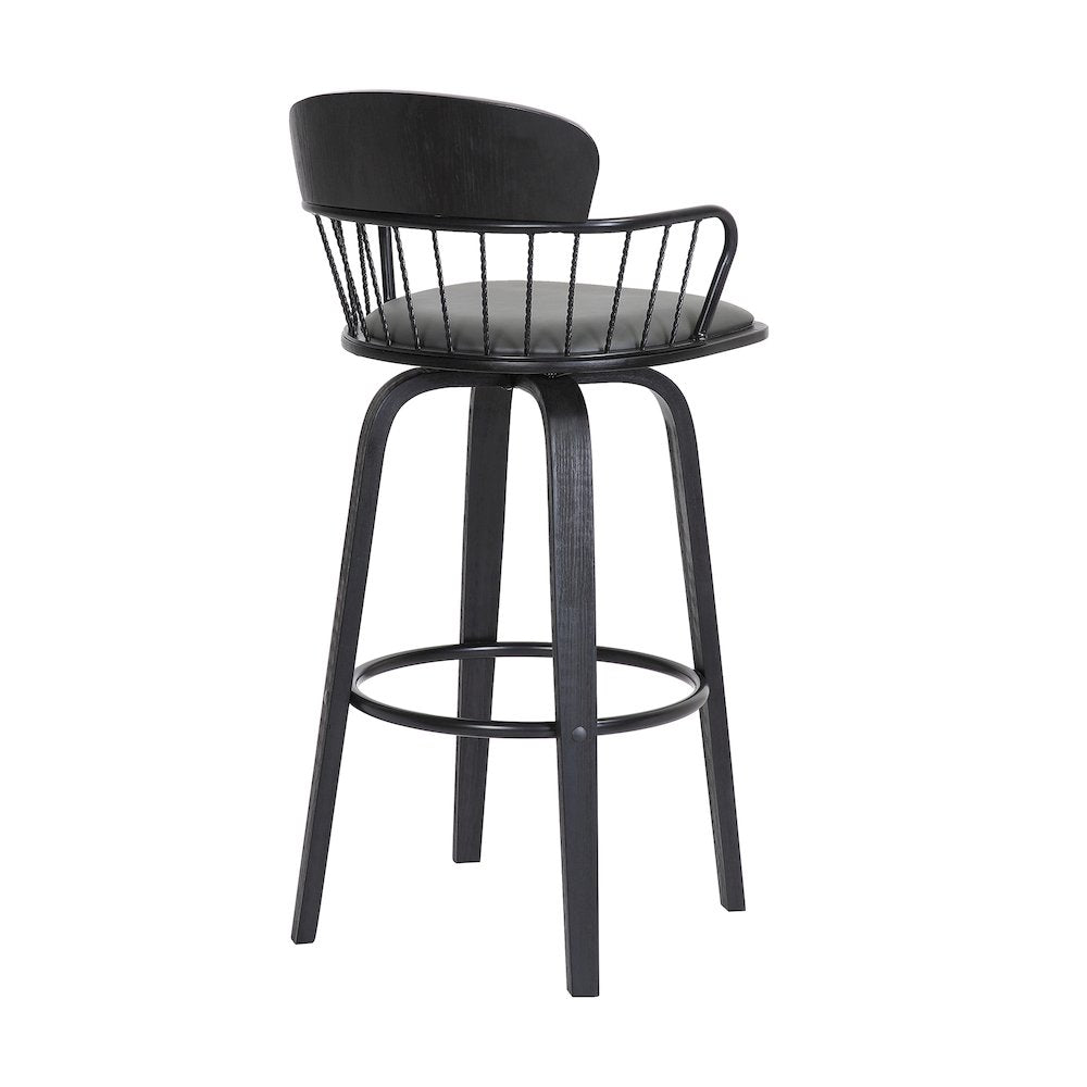 Willow Upholstered Wood Swivel Bar or Counter Stool