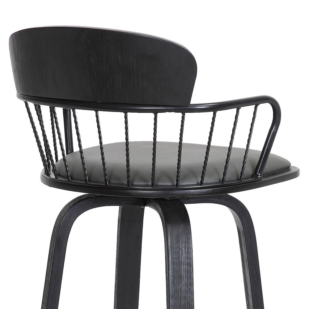 Willow Upholstered Wood Swivel Bar or Counter Stool