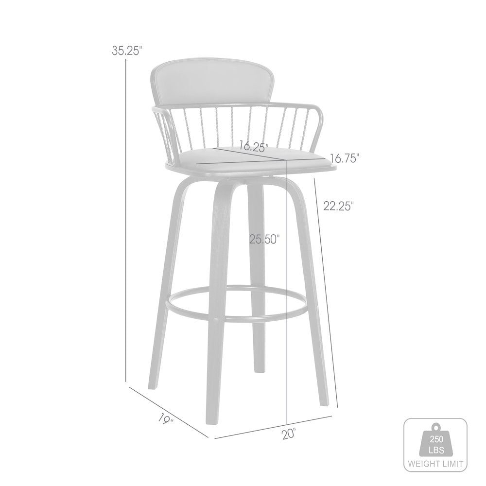 Willow Upholstered Wood Swivel Bar or Counter Stool