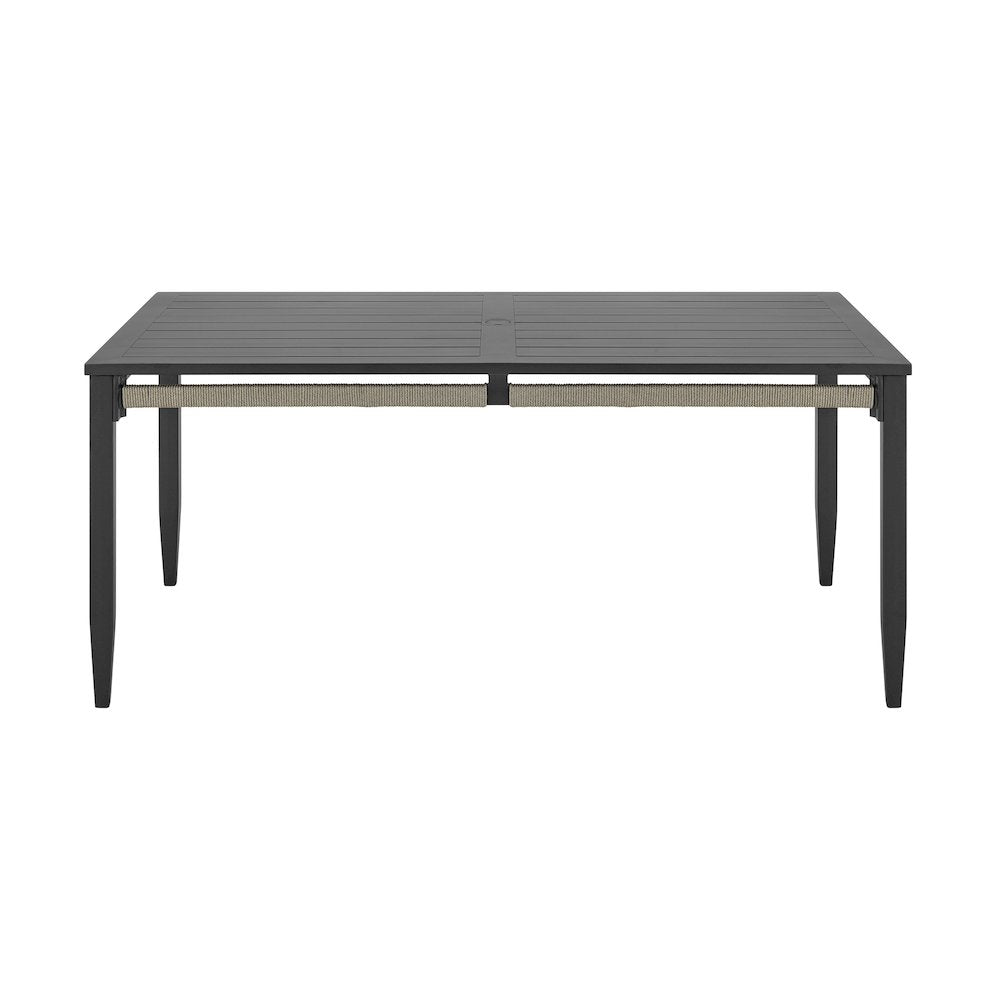 Zella Rectangular Dining Table in Aluminum with Charcoal Finish