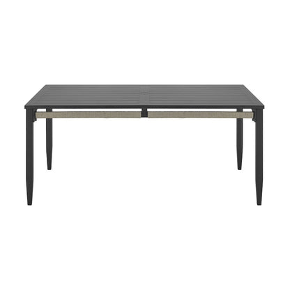 Zella Rectangular Dining Table in Aluminum with Charcoal Finish