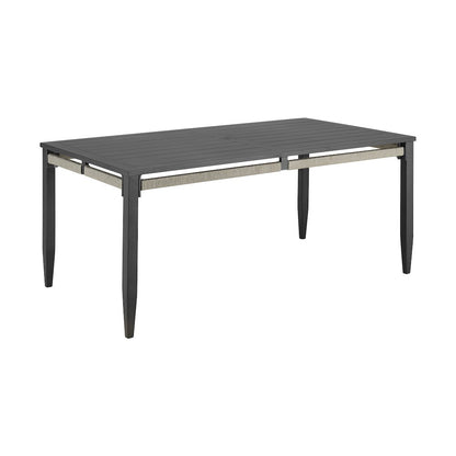 Zella Rectangular Dining Table in Aluminum with Charcoal Finish