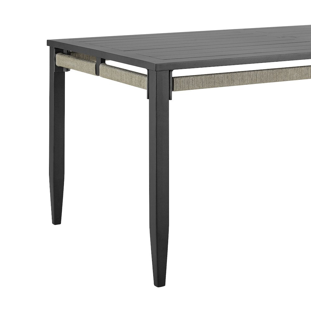 Zella Rectangular Dining Table in Aluminum with Charcoal Finish