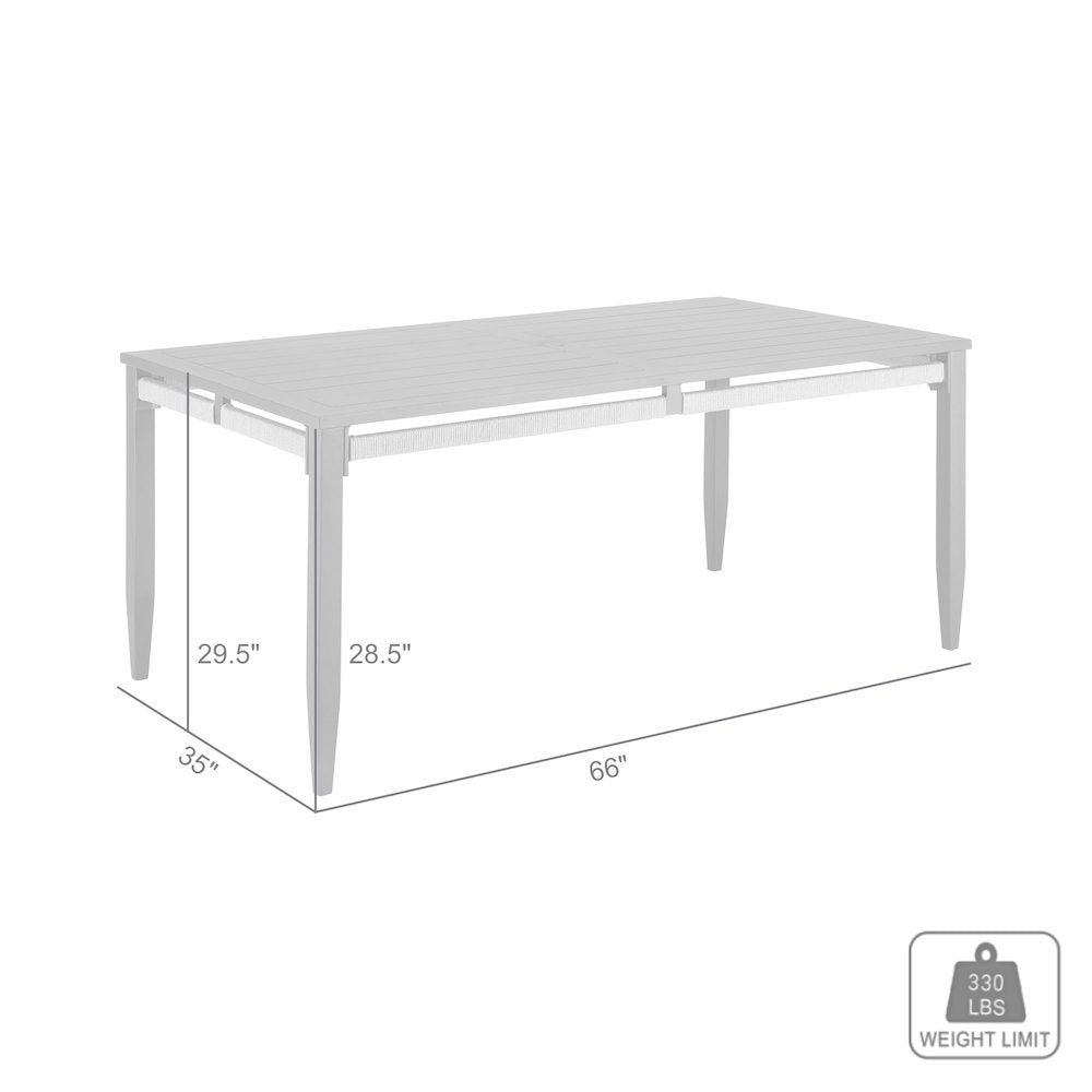 Zella Rectangular Dining Table in Aluminum with Charcoal Finish