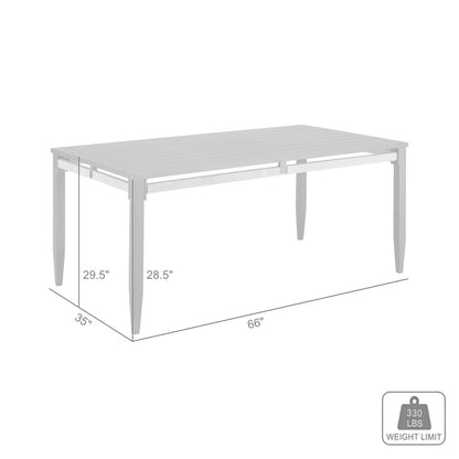 Zella Rectangular Dining Table in Aluminum with Charcoal Finish