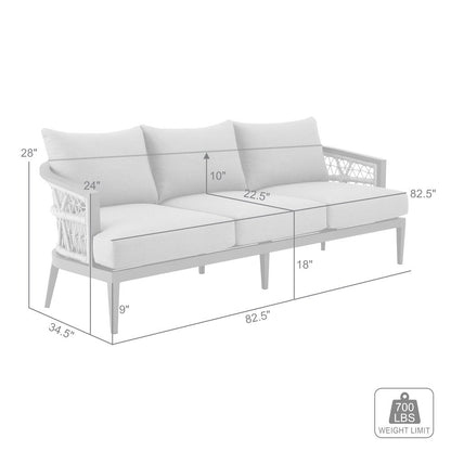 Outdoor Sofa – Aluminum Patio Sofa with Cushions and Modern Rope Detail