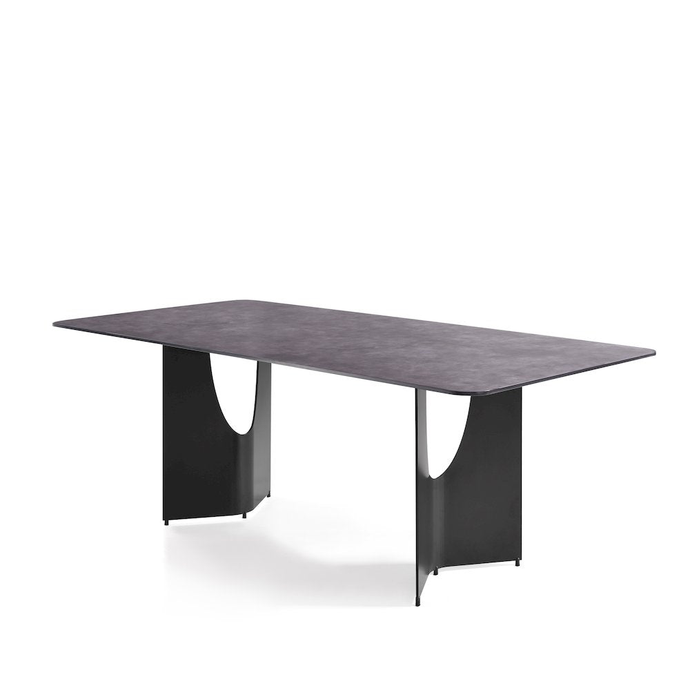 79 in Rectangular Dining Table with Gray Tempered Glass Table Top -Seats up to 6