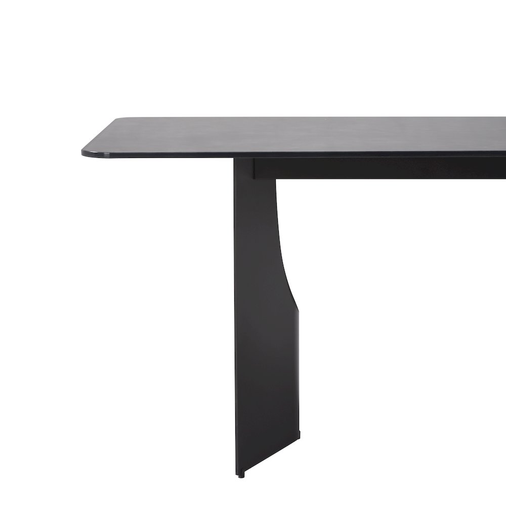 79 in Rectangular Dining Table with Gray Tempered Glass Table Top -Seats up to 6