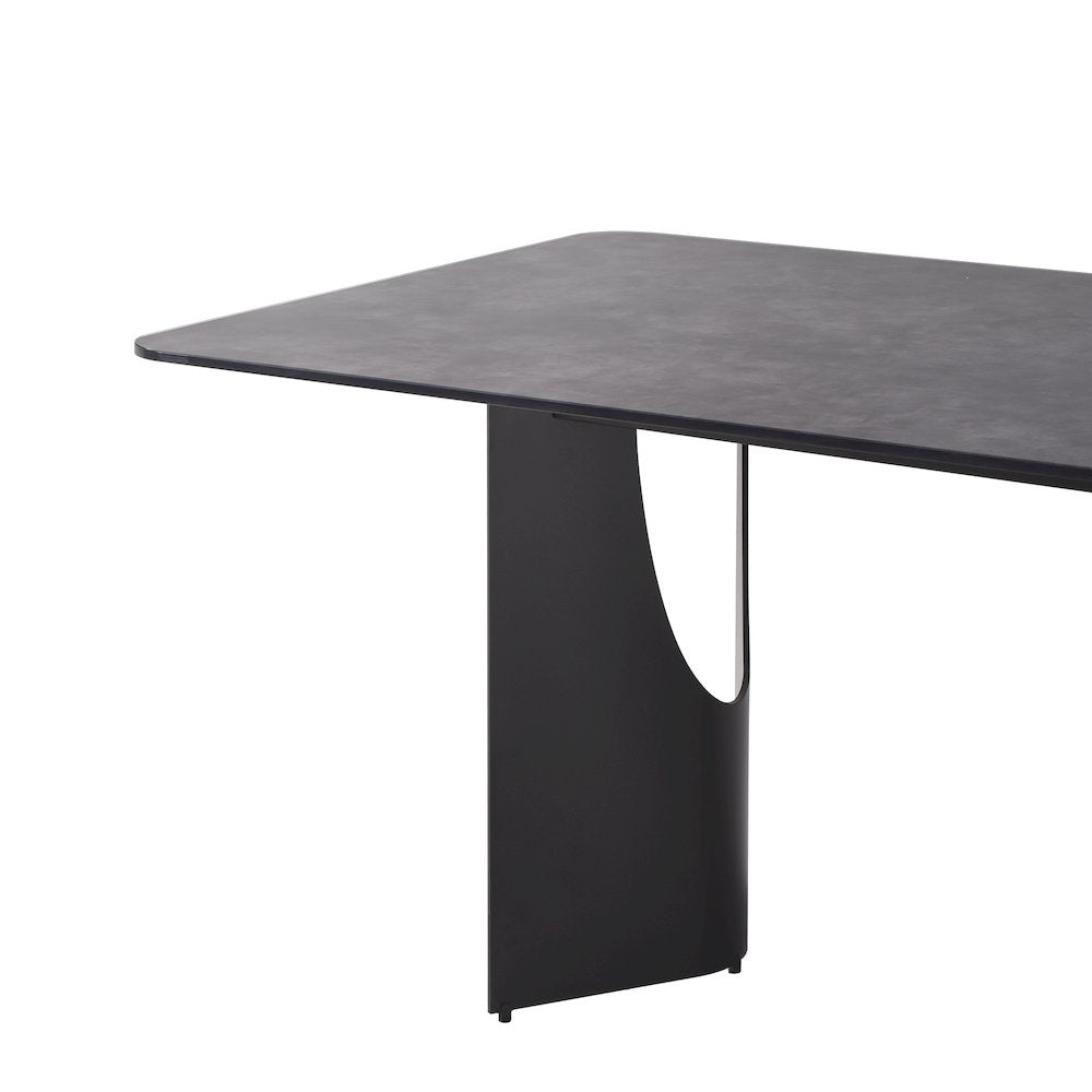 79 in Rectangular Dining Table with Gray Tempered Glass Table Top -Seats up to 6