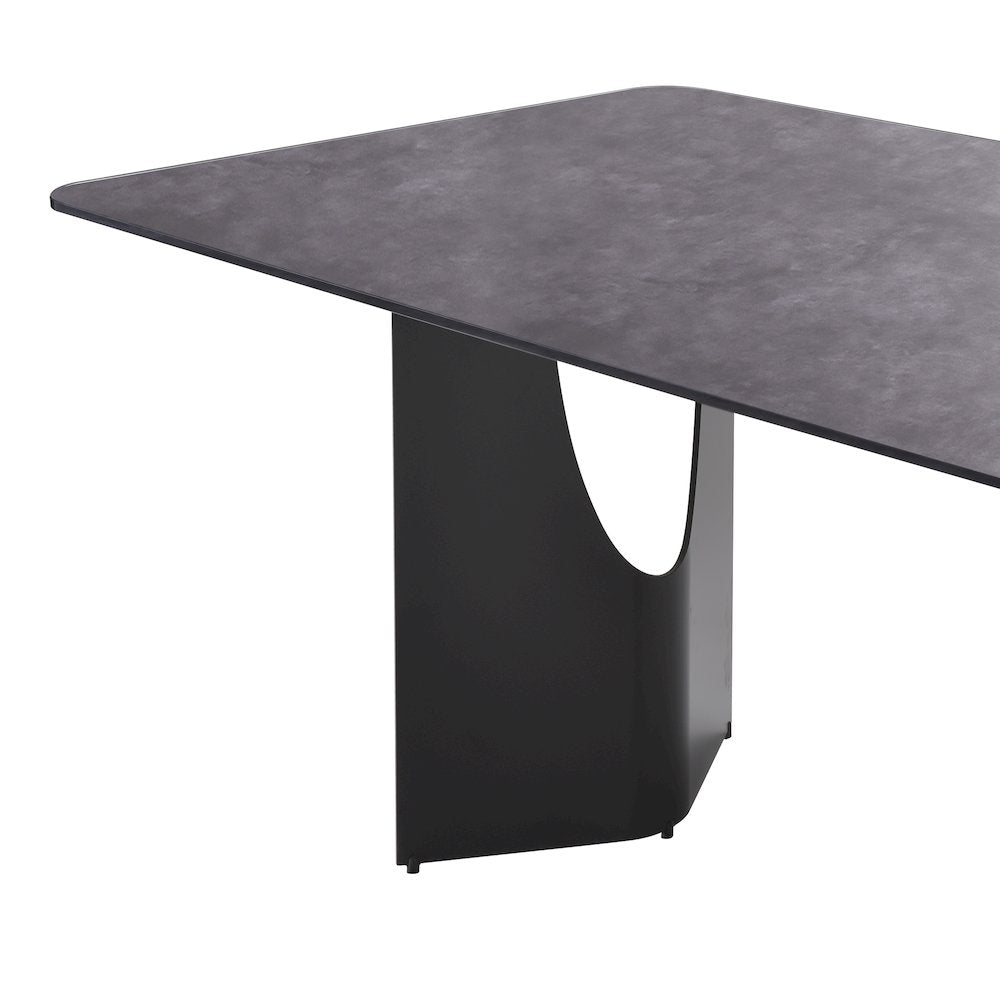 79 in Rectangular Dining Table with Gray Tempered Glass Table Top -Seats up to 6