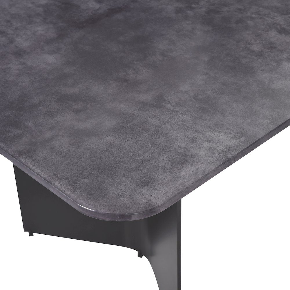 79 in Rectangular Dining Table with Gray Tempered Glass Table Top -Seats up to 6