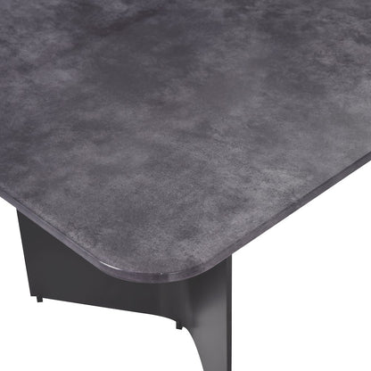 79 in Rectangular Dining Table with Gray Tempered Glass Table Top -Seats up to 6