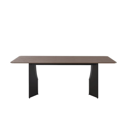 79in Rectangular Dining Table with Maroon Tempered Glass Table Top-Seats up to 6
