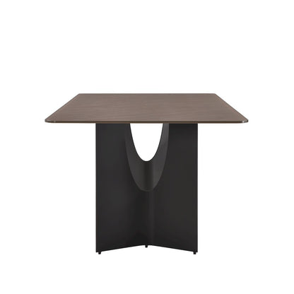 79in Rectangular Dining Table with Maroon Tempered Glass Table Top-Seats up to 6