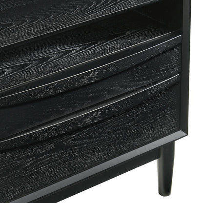 Artemio King 4 Piece Wood Bedroom Set in Black Finish