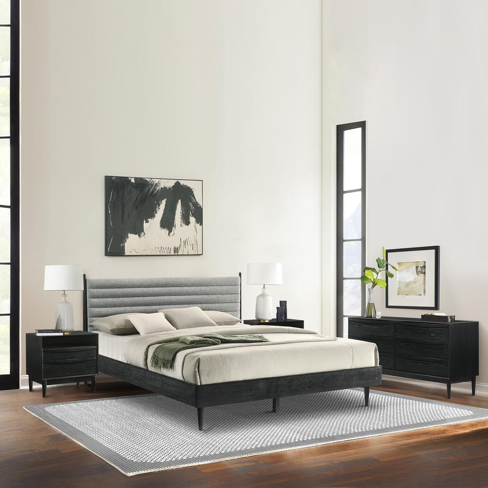 Artemio King 4 Piece Wood Bedroom Set in Black Finish
