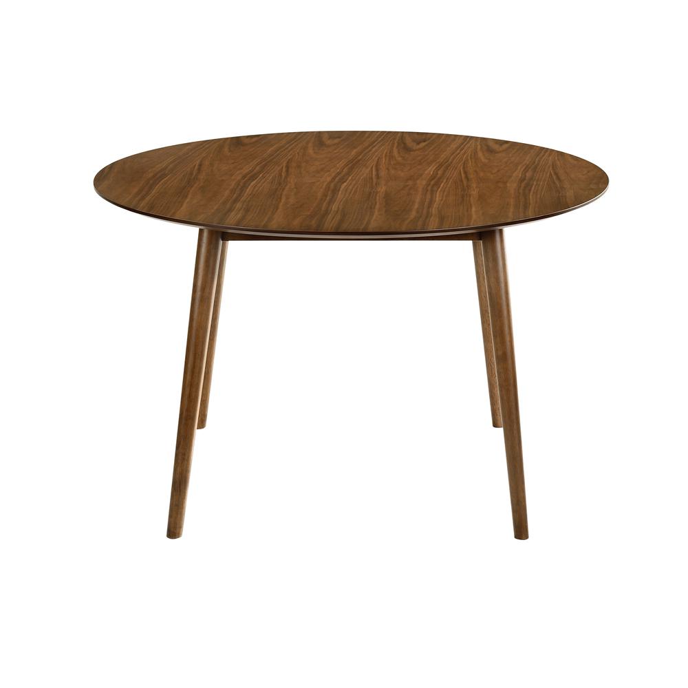Arcadia and Renzo 48" Round Charcoal and Walnut Wood 5 Piece Dining Set