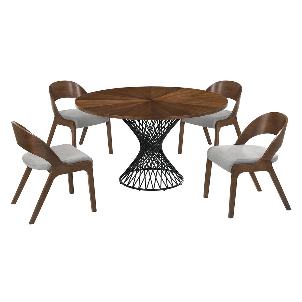 Cirque Polly 5 Piece Walnut Dining Set