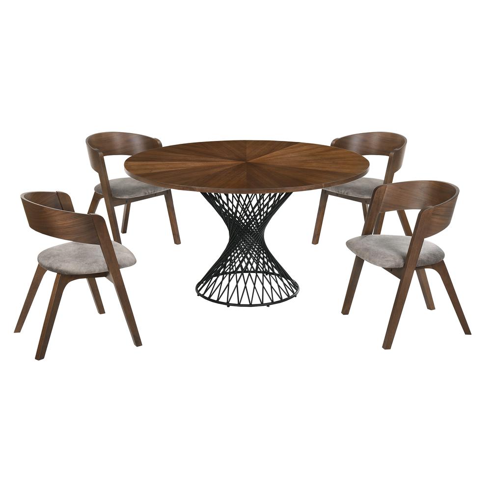 Cirque Jackie 5 Piece Walnut Dining Set