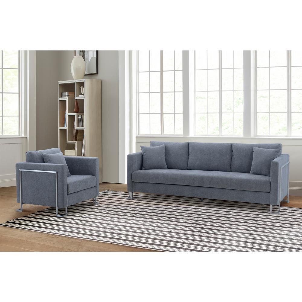 Heritage 2 Piece Gray Fabric Upholstered Sofa & Chair Set