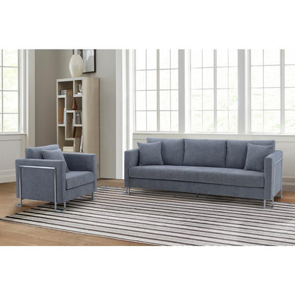 Heritage 2 Piece Gray Fabric Upholstered Sofa & Chair Set
