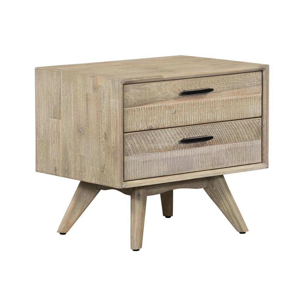 Baly 3 Piece Acacia Queen Platform Bed and Nightstands Bedroom Set