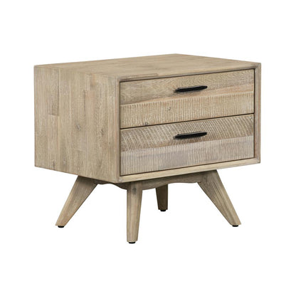 Baly 3 Piece Acacia Queen Platform Bed and Nightstands Bedroom Set