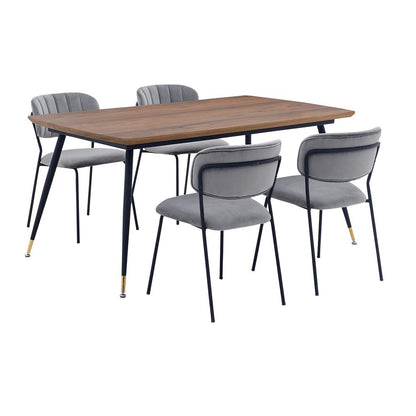 Mess and Carlo Gray Velvet 5 Piece Rectangular Dining Set