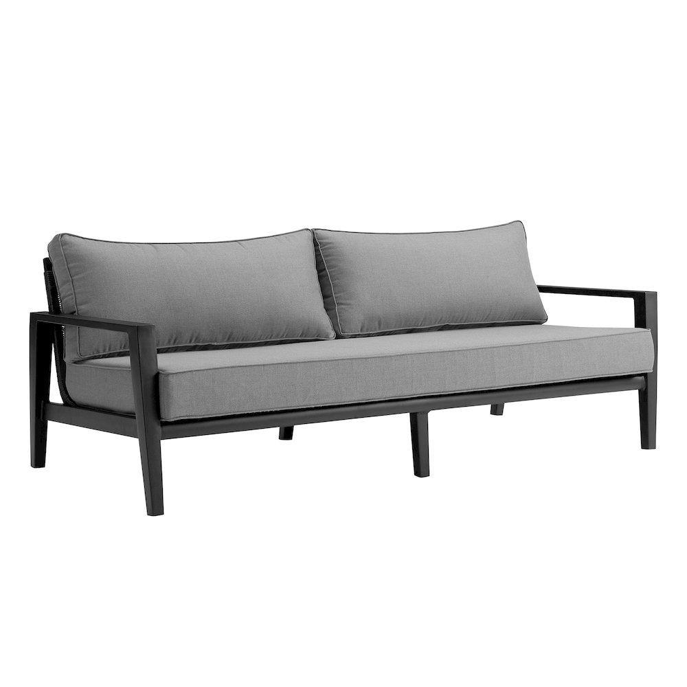 Cayman Aluminum Outdoor Sofa in Black and Dark Gray