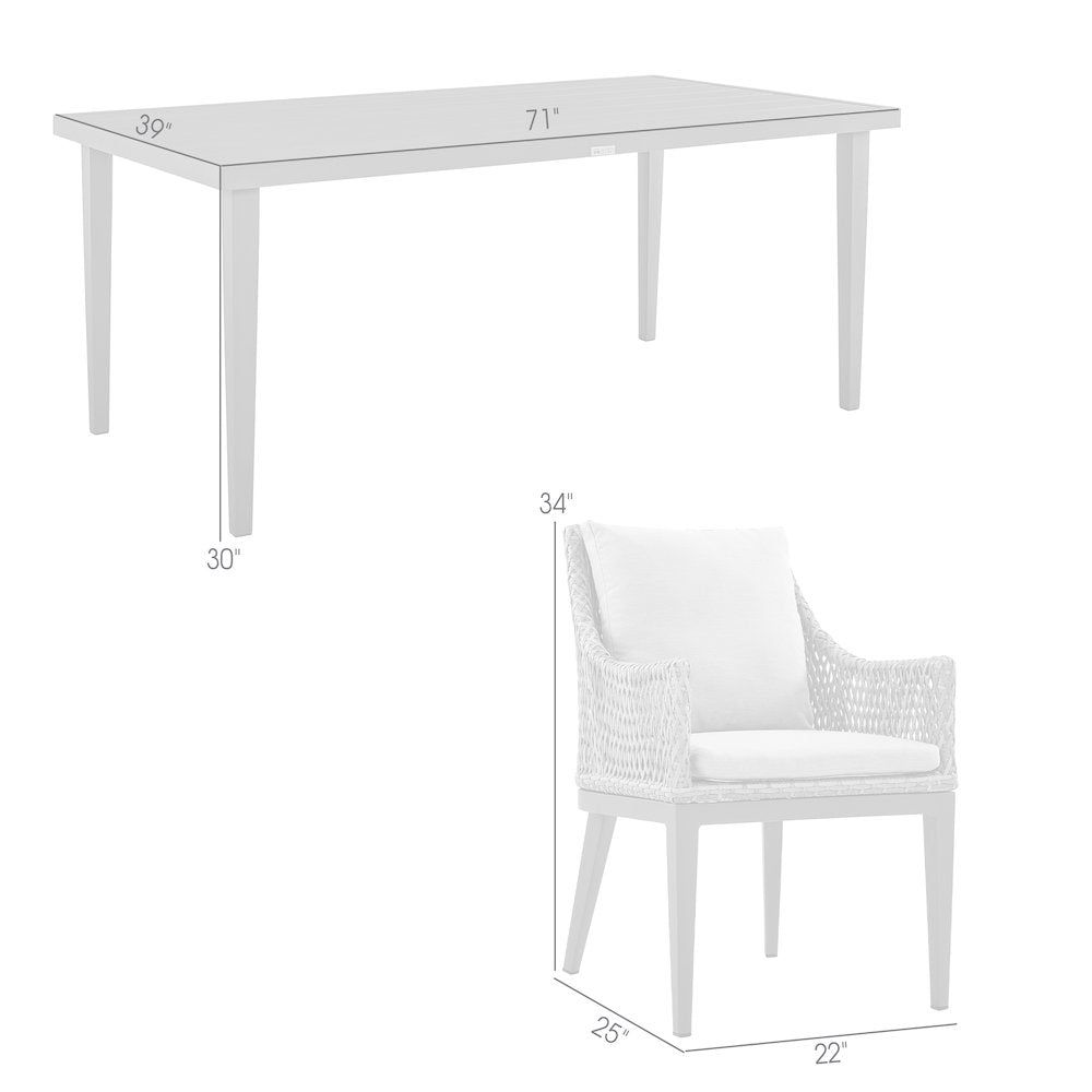 Grenada 5 Piece Gray Aluminum Outdoor Dining Set with Gray Fabric