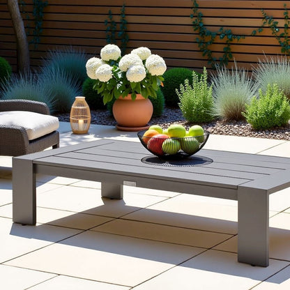 Outdoor Coffee Table – Aluminum Patio Table in Brown for Outdoor Use