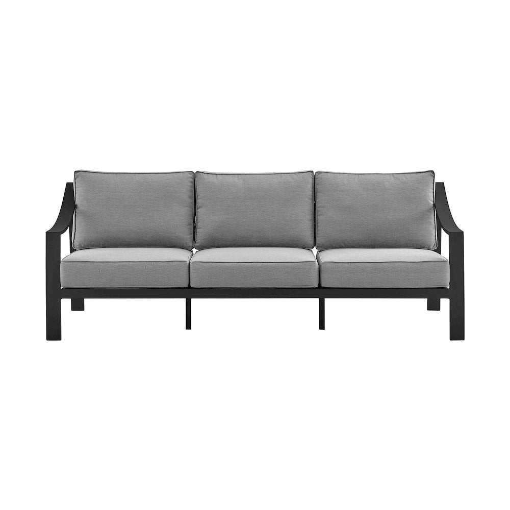 Koda Aluminum Outdoor Sofa in Black and Dark Gray