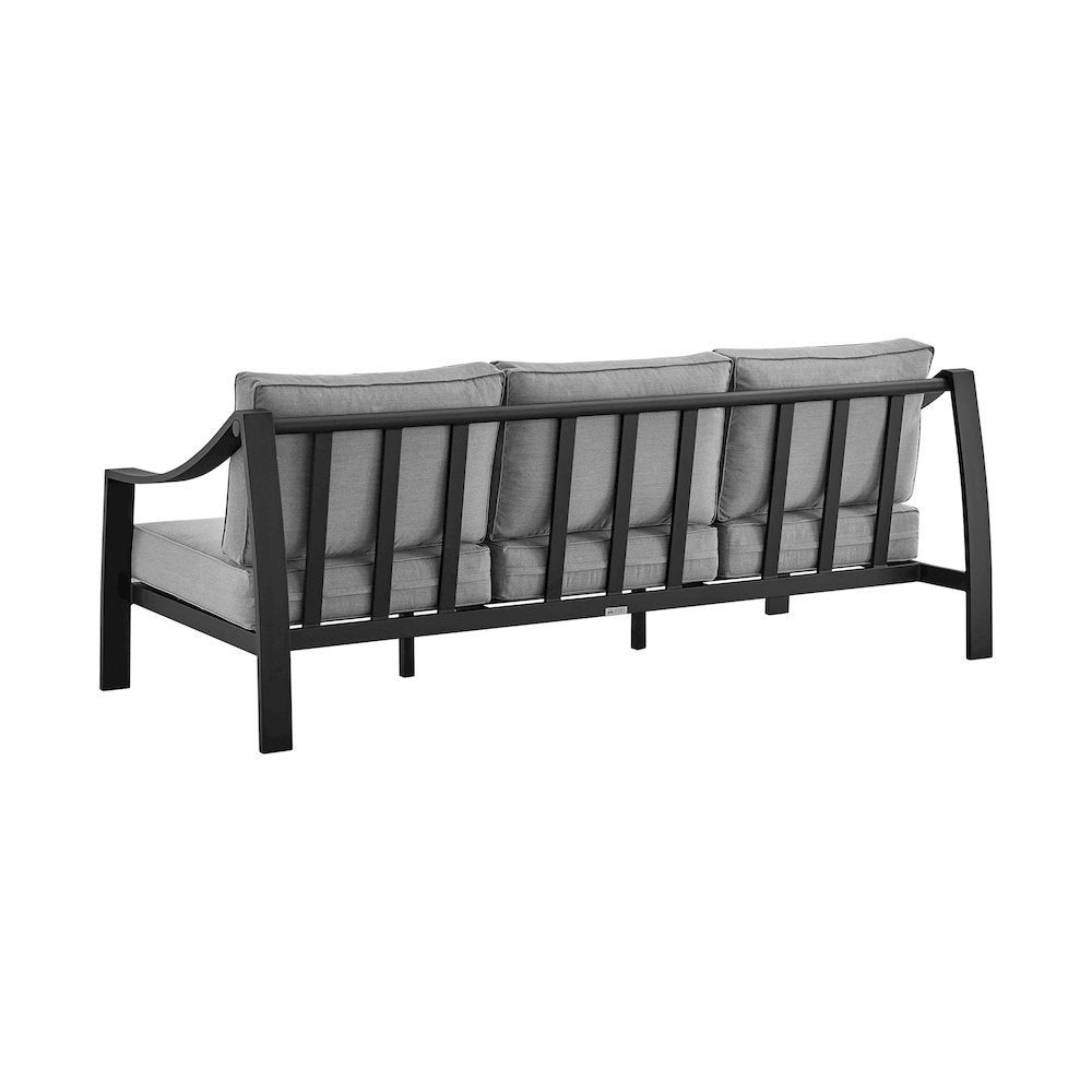Koda Aluminum Outdoor Sofa in Black and Dark Gray