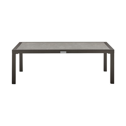 Mareike Aluminum Outdoor Coffee Table in Brown with Ceramic Tabletop