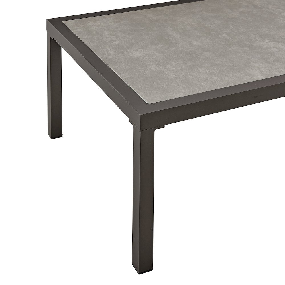 Mareike Aluminum Outdoor Coffee Table in Brown with Ceramic Tabletop