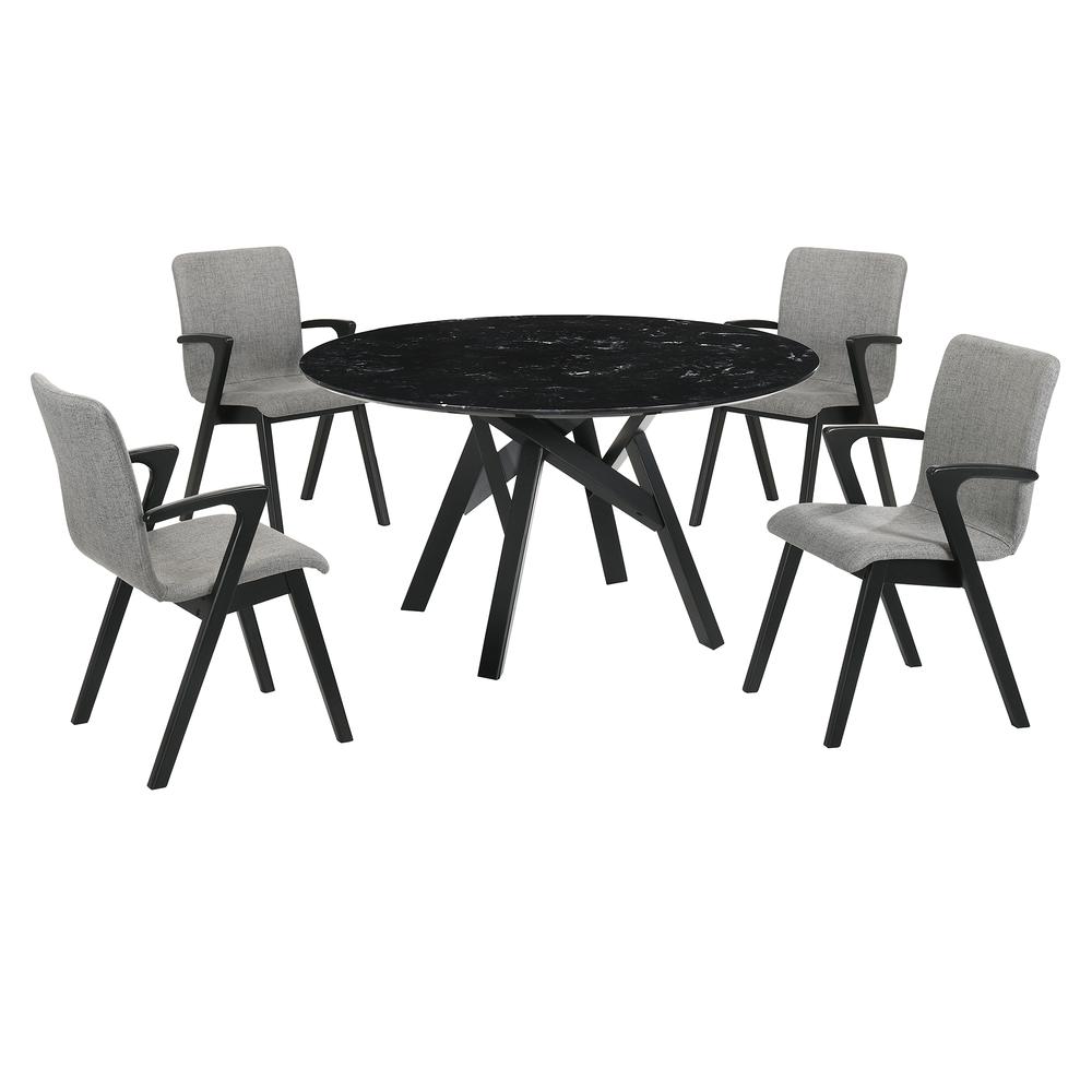 Venus Varde 5 Piece Black Dining Set