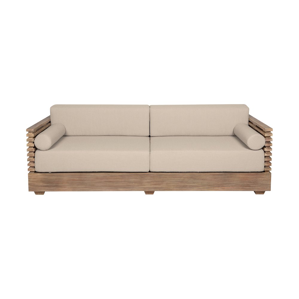 Outdoor Patio 4 Piece Conversation Set in Light Eucalyptus Wood