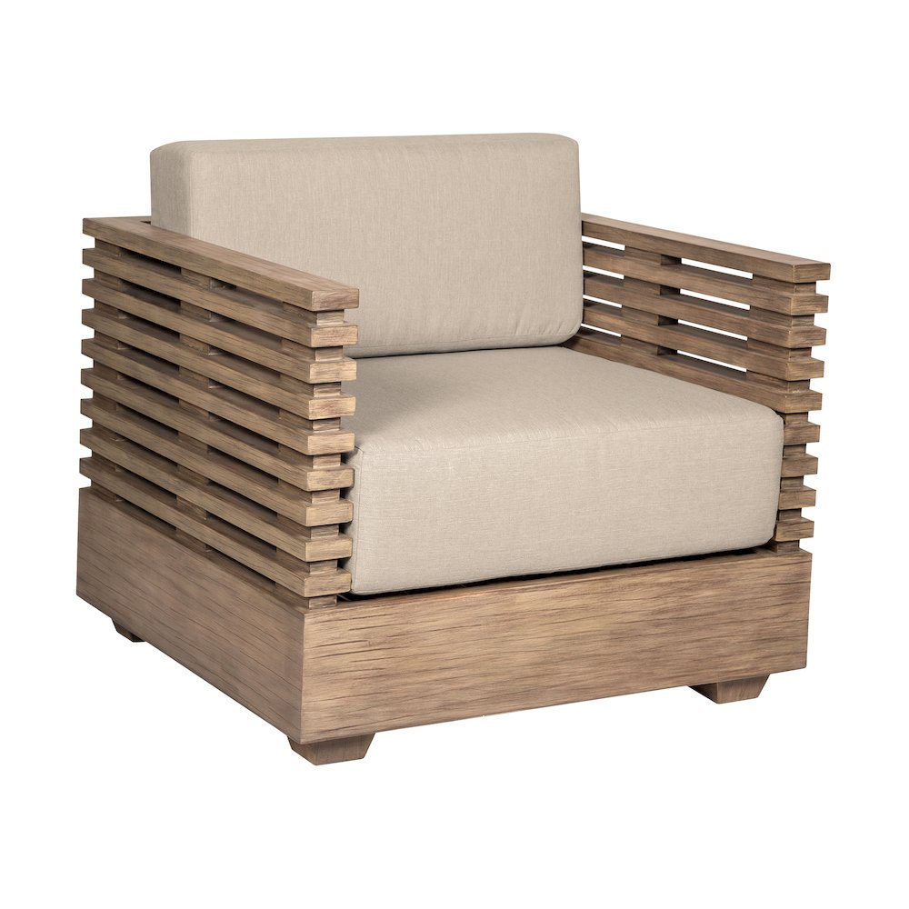 Outdoor Patio 4 Piece Conversation Set in Light Eucalyptus Wood