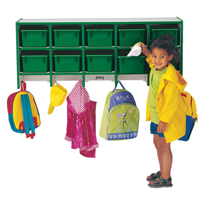 10 Section Wall Mount Coat Locker - without Trays - Blue