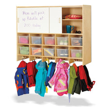 10 Section Wall Mount Coat Locker with Storage – with Clear Cubbie-Trays