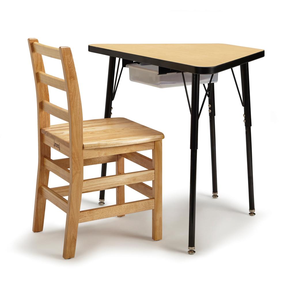 Tall Trapezoid Desk - Maple/Black/All Black